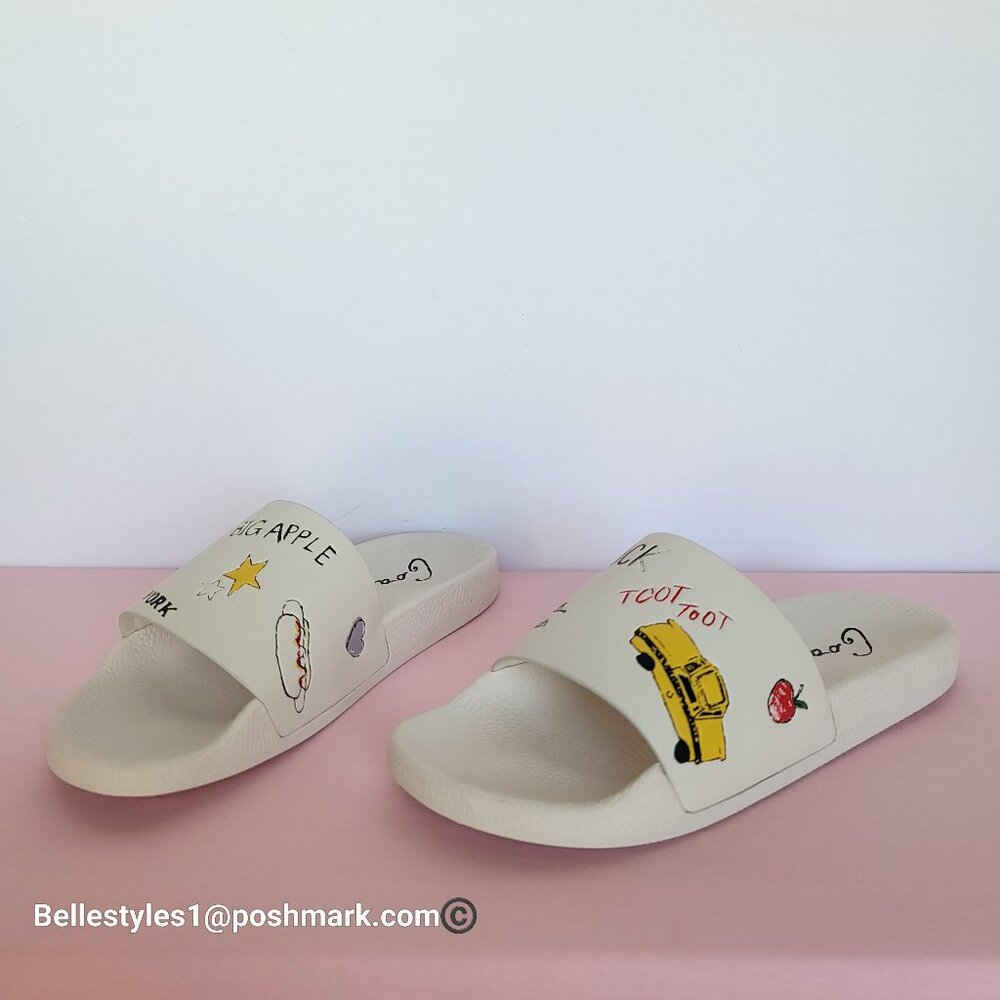 COACH Udele Sport Slide With Sketch Print. Women’s Size 9B. Chalk color⭐ - Picture 9 of 16
